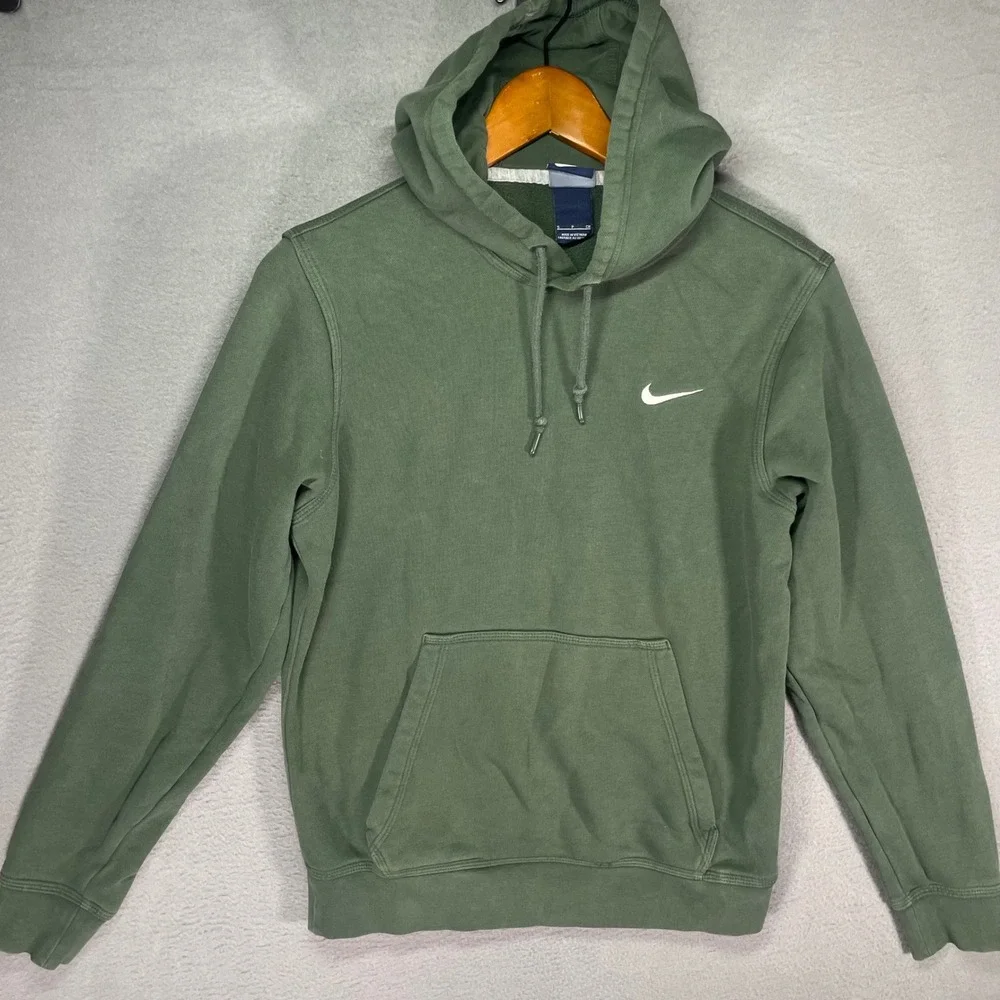 Nike Club Fleece Pullover Hoodie Olive Green Small Swoosh Sweatshirt Men‎ S
